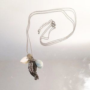 LONG feather charm necklace